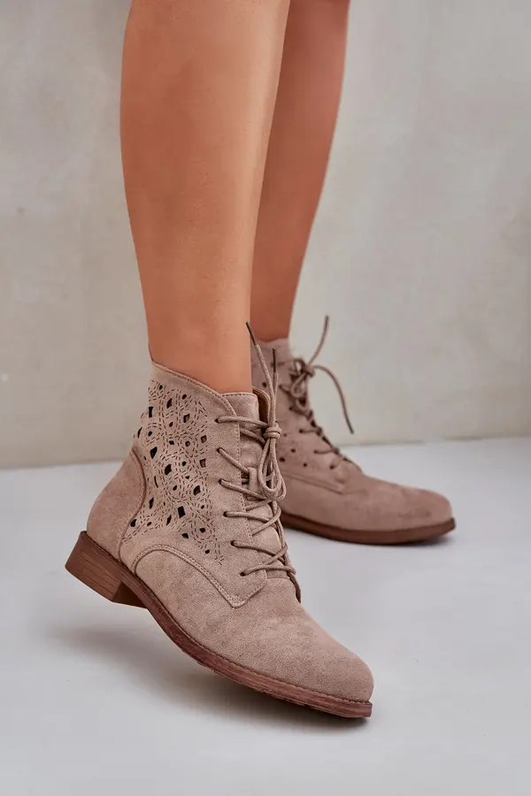 S. BARSKI S. BARSKI Lace-Up Ankle Boots With A Perforated Pattern S.Barski