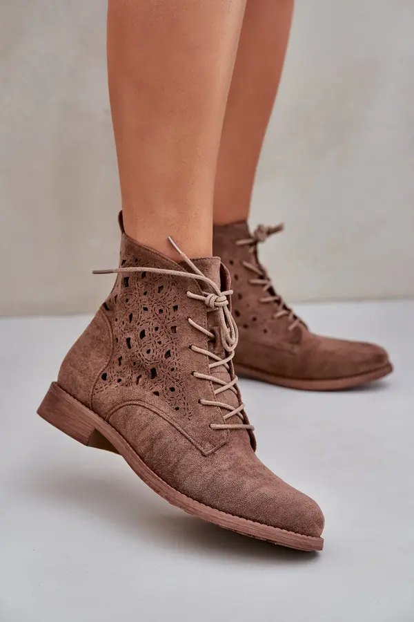 S. BARSKI S. BARSKI Laced Boots With Openwork Pattern S.Barski