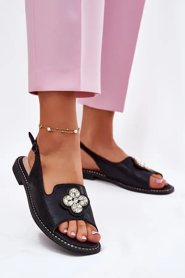 S. BARSKI S. BARSKI Ladies Sandals On Flat Heel With Decorative Detail S.Barski