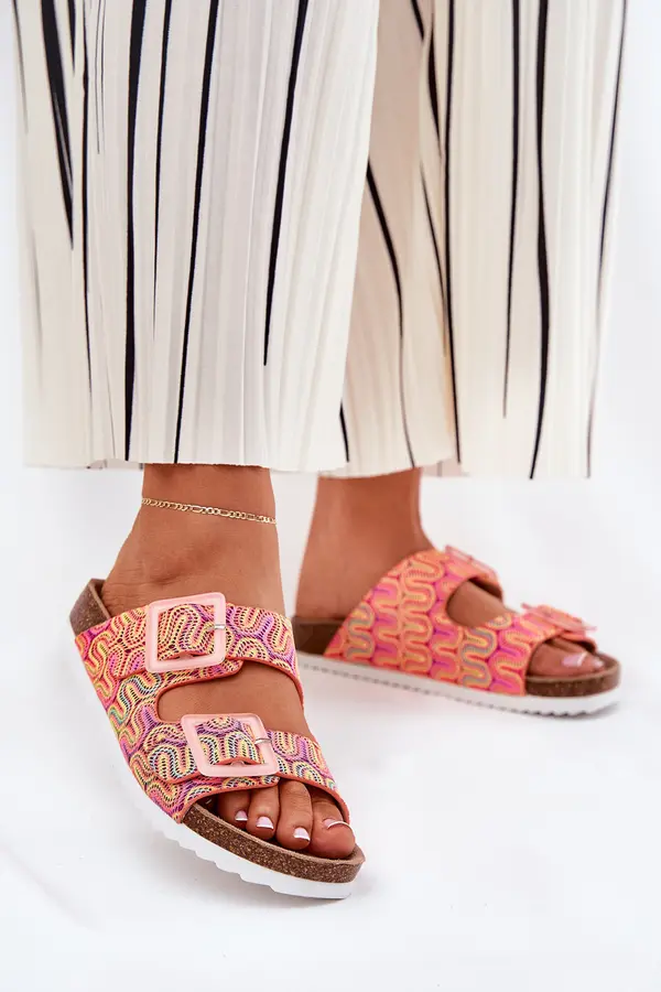 S. BARSKI S. BARSKI Ladies Slippers With Buckles And Glitter Orange S.Barski