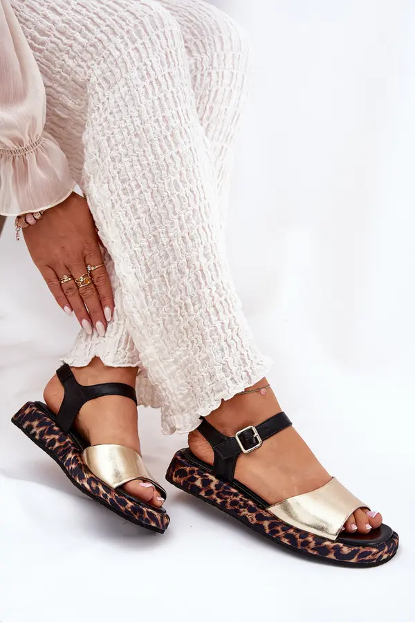 S. BARSKI S. BARSKI Leather Elegant Women's Sandals S.Barski GR51-603 Gold