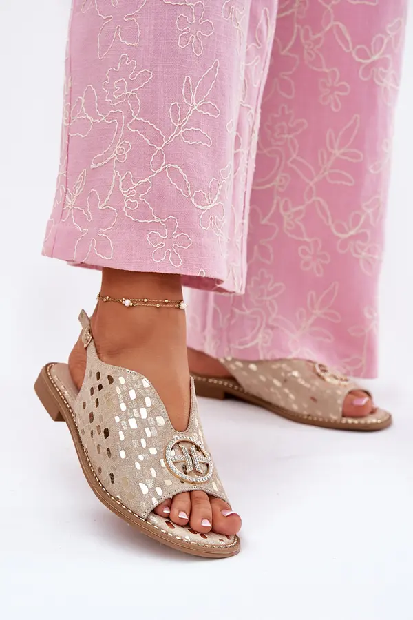 S. BARSKI S. BARSKI Leather Sandals With Flat Heel And Decoration S.Barski