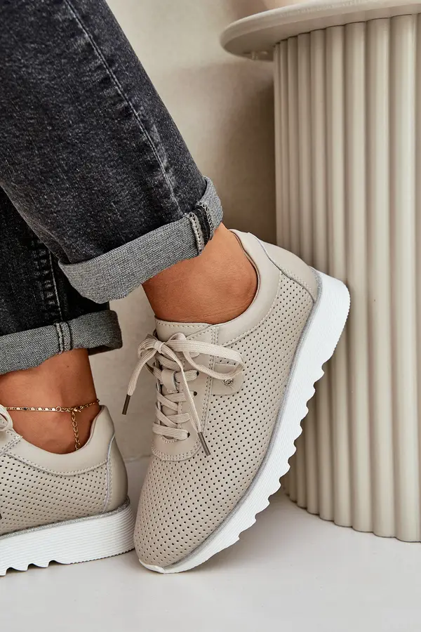 S. BARSKI S. BARSKI Leather Sports Shoes On Platform With Glitter D&A