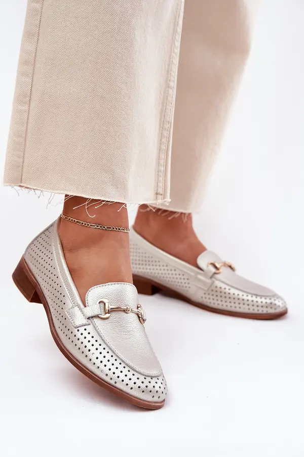 S. BARSKI S. BARSKI Leather Women's Moccasins With Decoration On Flat Heel S.Barski