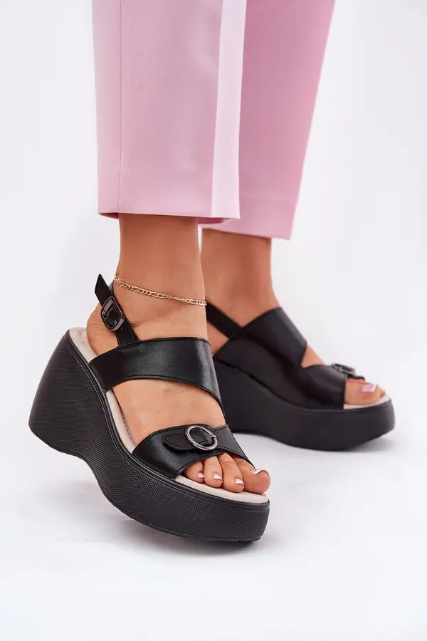 S. BARSKI S. BARSKI Leather Womens Sandals On Wedge And Platform S.Barski