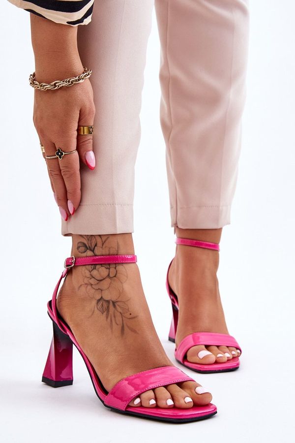 S. BARSKI S. BARSKI Patent Heeled Sandals Fuchsia Owen