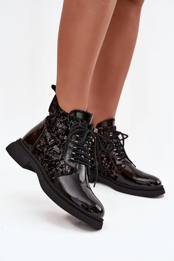 S. BARSKI S. BARSKI Patent Leather Women's Ankle Boots Lined D&A