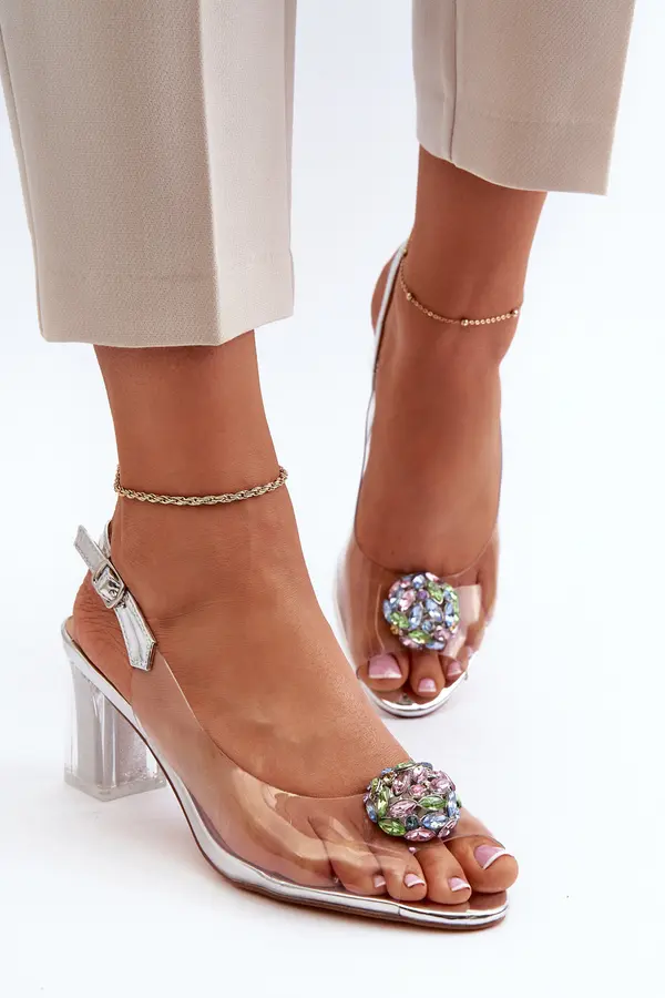 S. BARSKI S. BARSKI prozorni sandali s srebrnim okrasjem