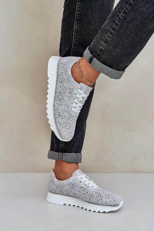 S. BARSKI S. BARSKI Suede Patterned Sports Shoes On Platform With Glitter D&A