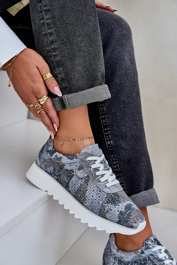 S. BARSKI S. BARSKI Suede Patterned Sports Shoes On Platform With Glitter D&A