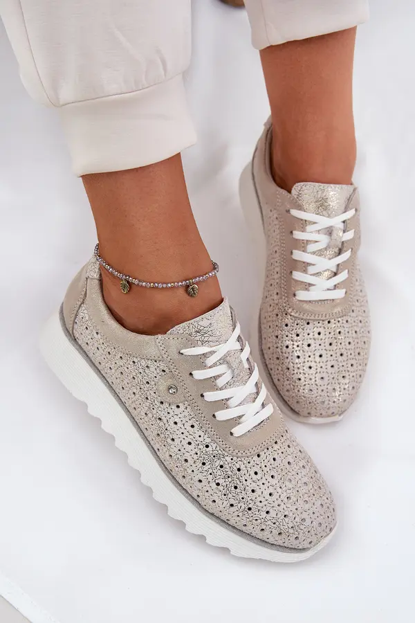 S. BARSKI S. BARSKI Suede perforated platform sneakers gold