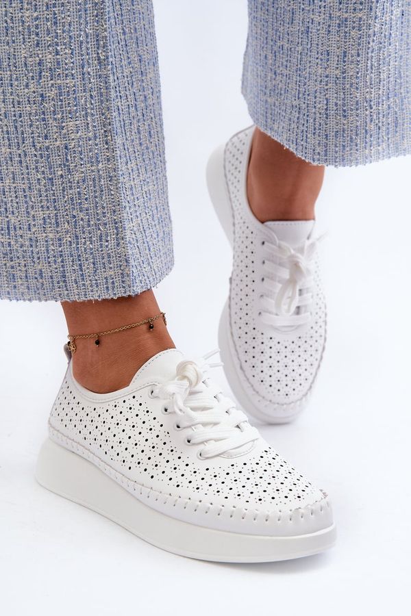 S. BARSKI S. BARSKI White Leather Platform Sneakers S.Barski LR278