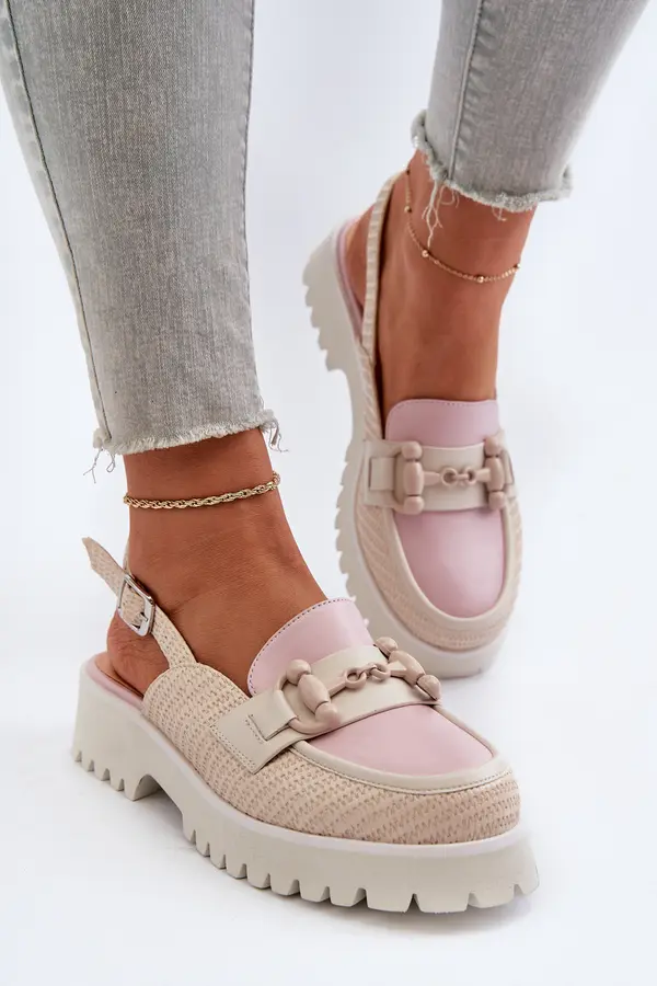 S. BARSKI S. BARSKI Women's Flat Heeled Sandals with Beige Ornament D&A