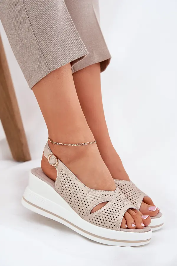 S. BARSKI S. BARSKI Women's Leather Wedge Sandals S.Barski