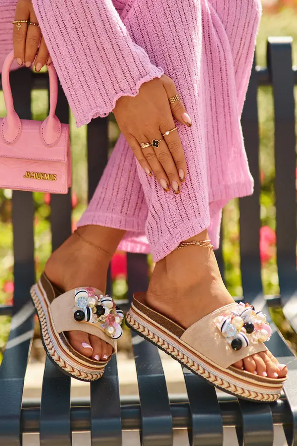 S. BARSKI S. BARSKI Women's Platform Sandals with Decorations S.Barski