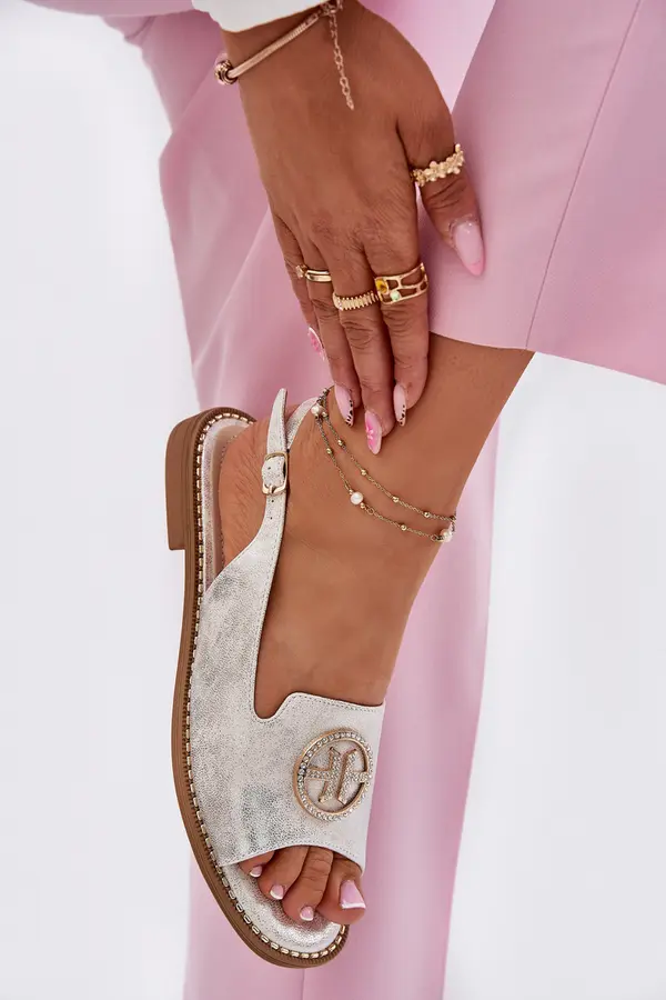 S. BARSKI S. BARSKI Womens Sandals On A Flat Heel With Decoration S.Barski