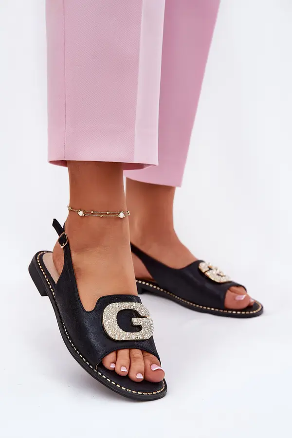 S. BARSKI S. BARSKI Women's Sandals With Decorative Detail Black S.Barski