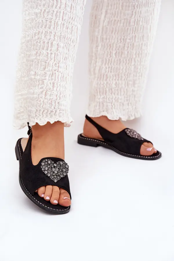 S. BARSKI S. BARSKI Women's Sandals With Decorative Heart S.Barski KV27-018 Black