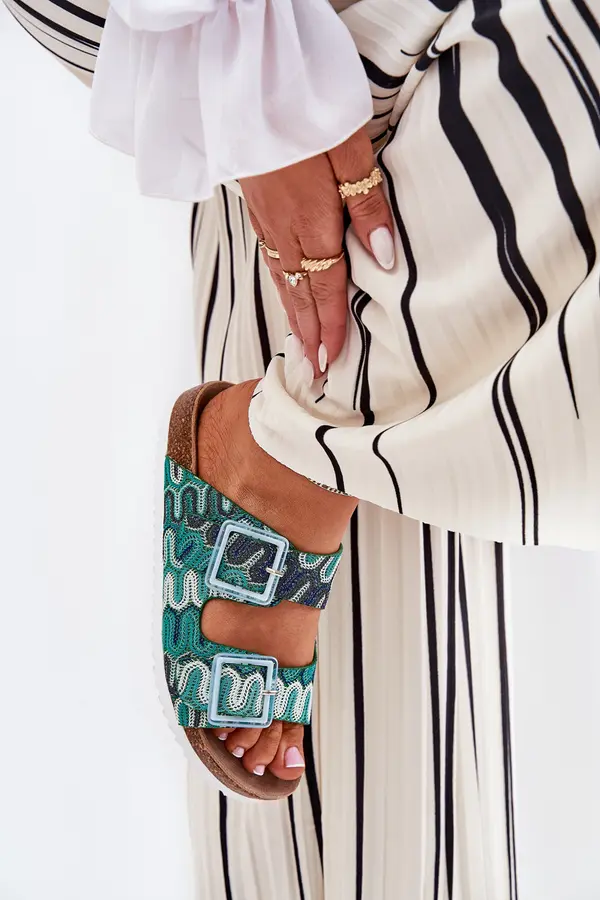 S. BARSKI S. BARSKI Women's Slippers With Buckles And Glitter S.Barski