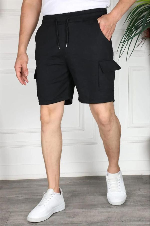 dewberry S2999 DEWBERRY CARGO POCKET MENS SHORT-BLACK