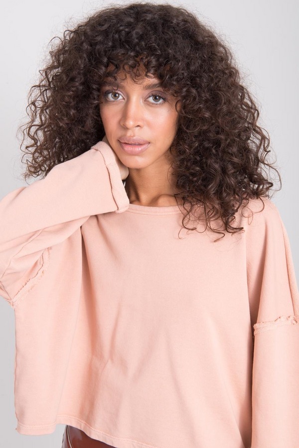 Fashionhunters Salmon Sweatshirt with BSL Neckline