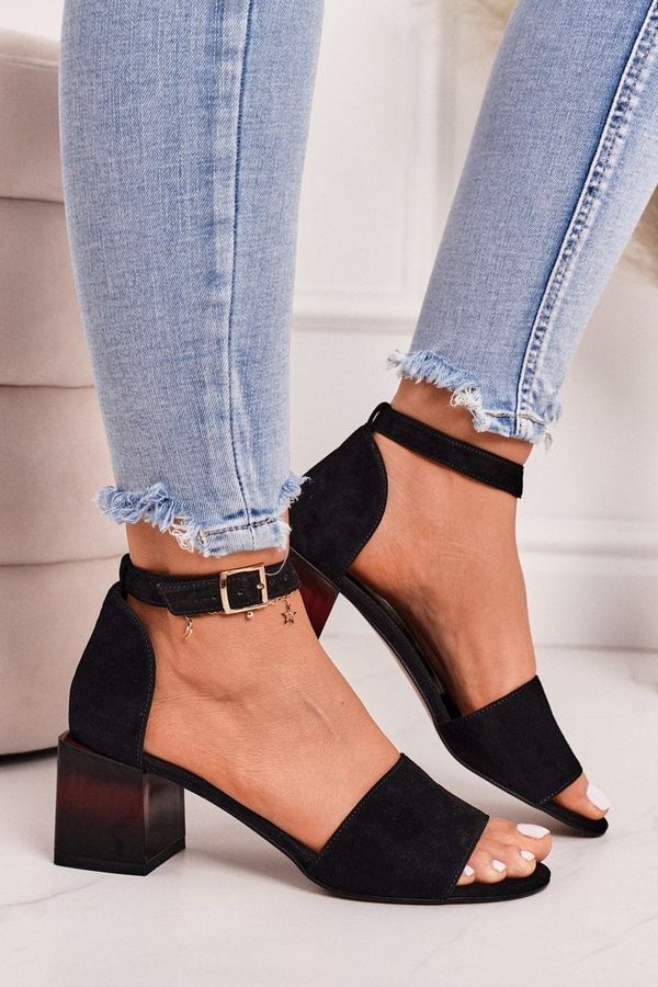 Laura Messi Sandals On Block Heel Laura Messi 2285 Suede Black