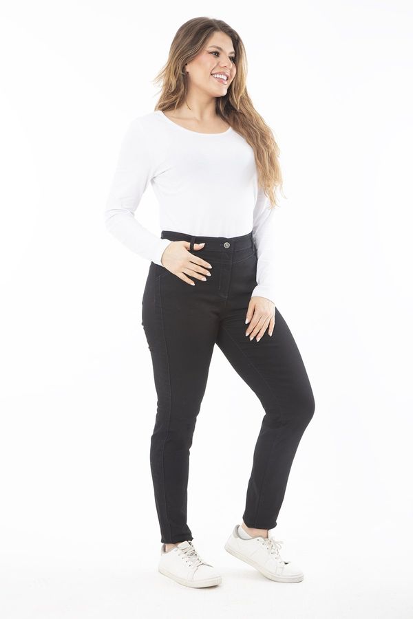 Şans Şans Women's Plus Size Black Lycra 5 Pocket Skinny Jeans