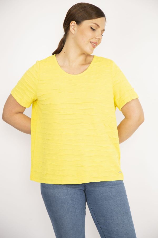 Şans Şans Women's Yellow Plus Size Sequined Blouse