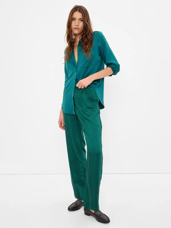 GAP Satenaste hlače GAP z visokim pasom