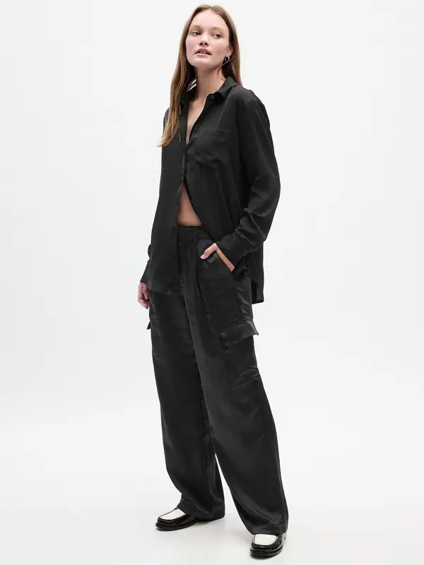 GAP Satenaste hlače z naborki GAP