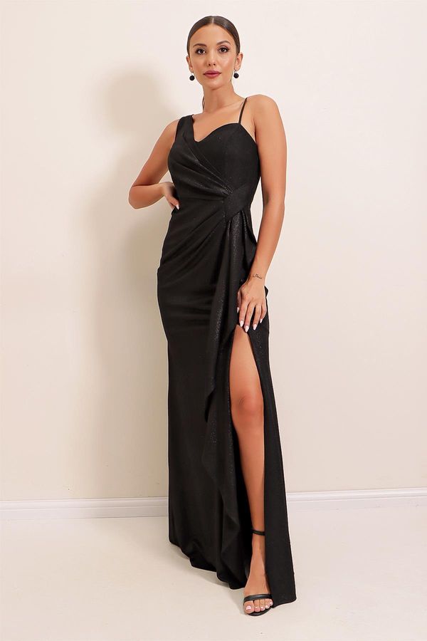 By Saygı Saygı enostranska nit, obešanje, sprednji bleščanje, bleščeča dolga obleka