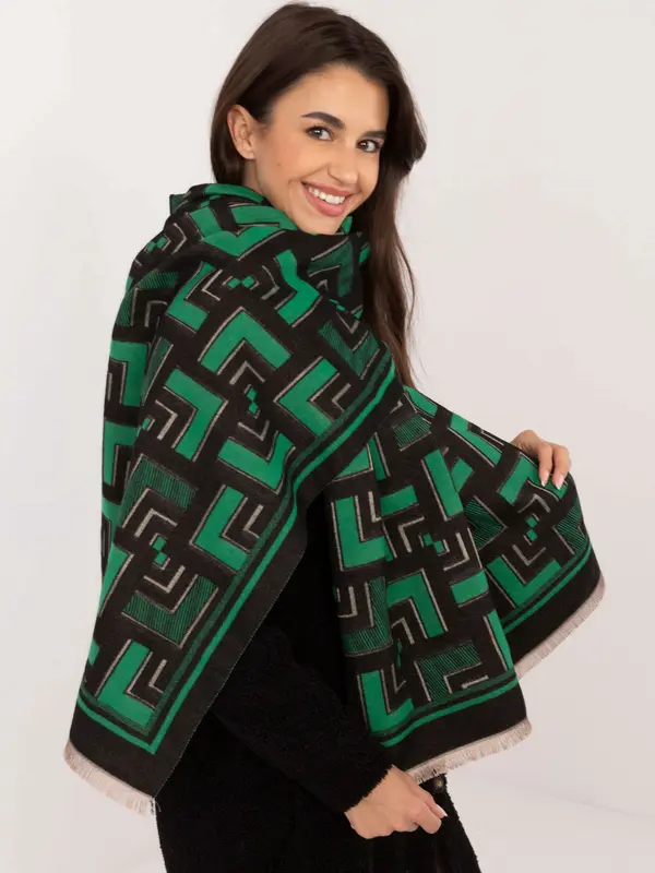 Wool Fashion Italia Scarf-AT-SZ-23158.32-black-green