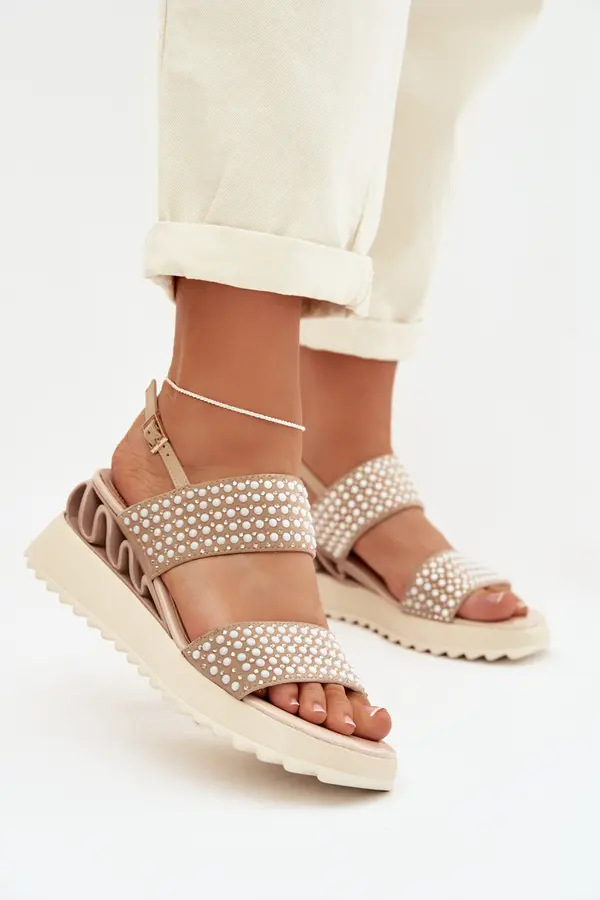 S. BARSKI Semiš sandali S. BARSKI z okraski