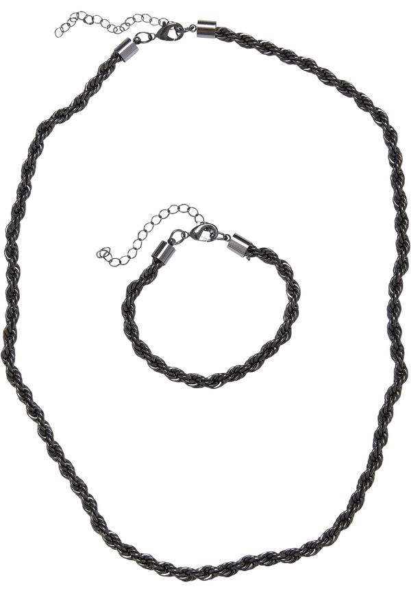 Urban Classics Accessoires Set of Charon necklace and bracelet made of gunmetal