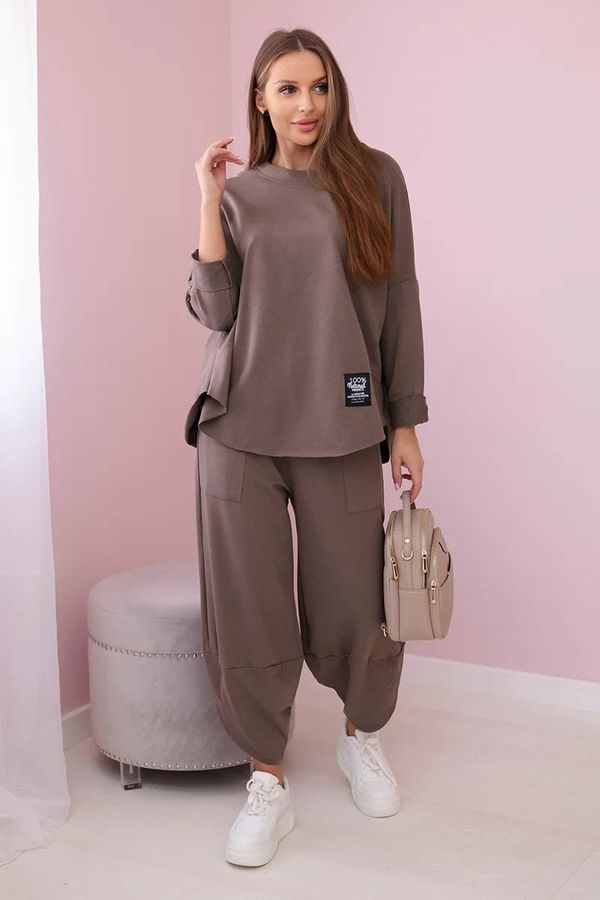 Kesi Set of cotton sweatshirt pants in khaki color