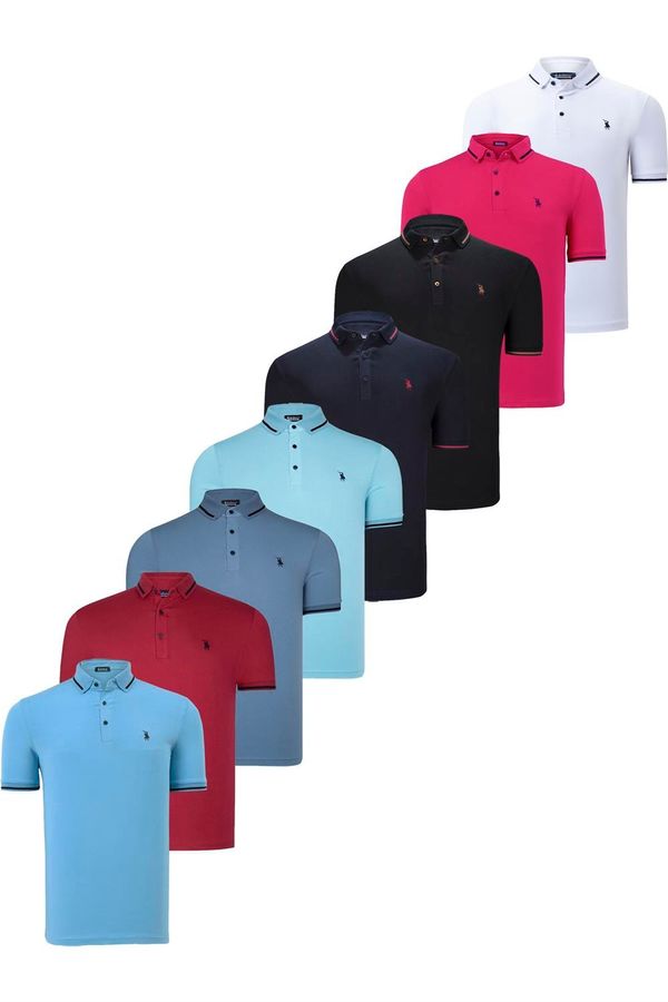 dewberry SET OF EIGHT T8586 DEWBERRY MEN'S T-SHIRT-BLACK-WHITE-NAVY-BURGUNDY-CYAN-FUCHSIA-INDIGO-LIGHT BLUE