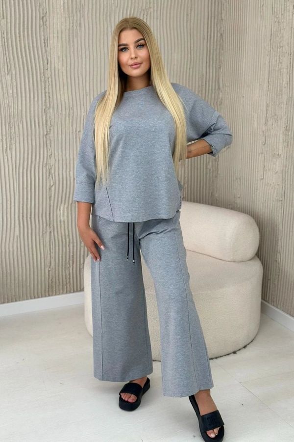 Kesi Set of Punto Milano winter sweatshirt + wide-leg pants gray