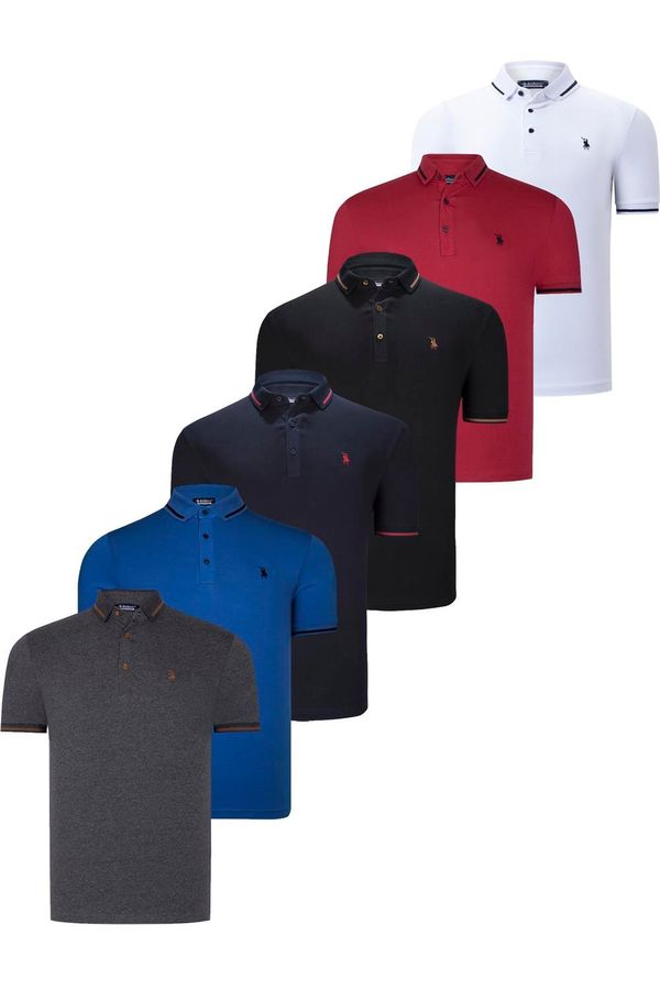 dewberry SET OF SIX T8586 DEWBERRY MEN'S T-SHIRT-BLACK-WHITE-NAVY-SAKS-ANTHRACITE-BURGUNDY