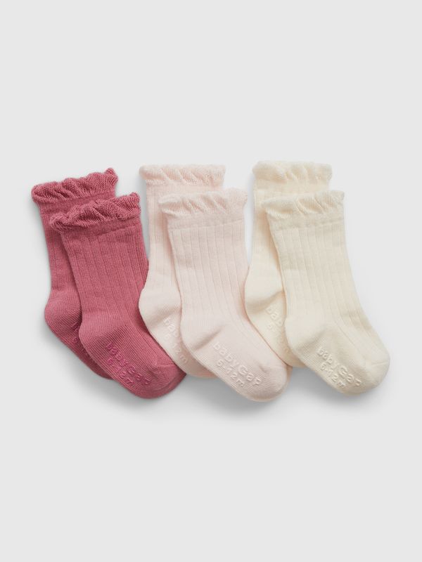 GAP Set of three pairs of girls' socks in cream and pink Gap