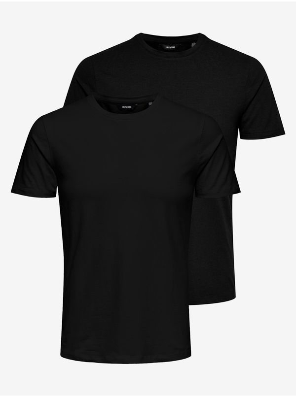 Only Set of two men's basic T-shirts in black ONLY & SONS
