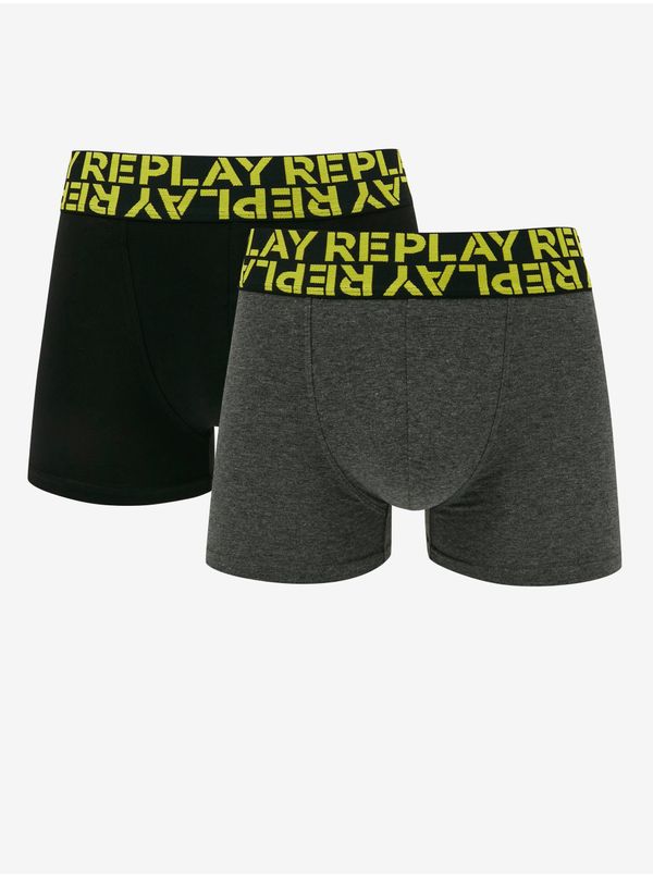 Replay Set of two men's boxers in black and dark grey Replay - Men