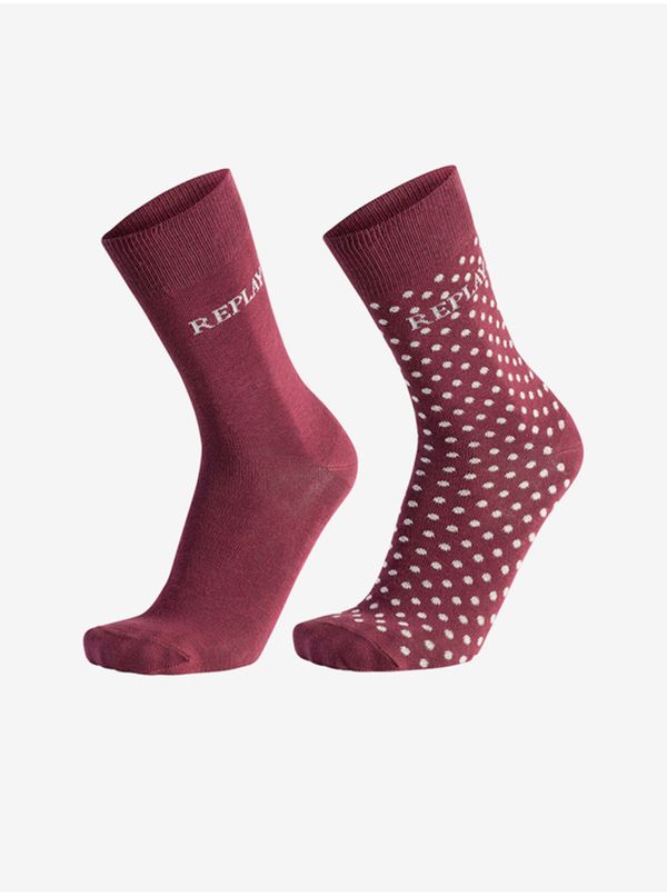 Replay Set of two pairs of socks in replay burgundy - Men
