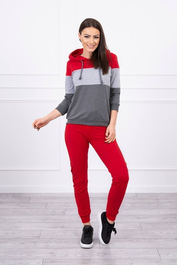 Kesi Set with colored stripes red+gray