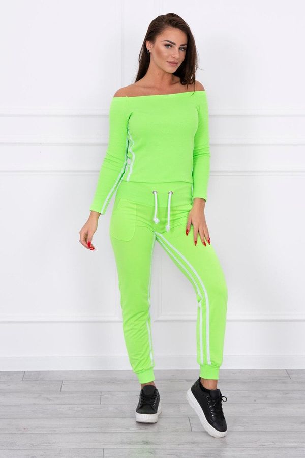 Kesi Set with double green neon stripe