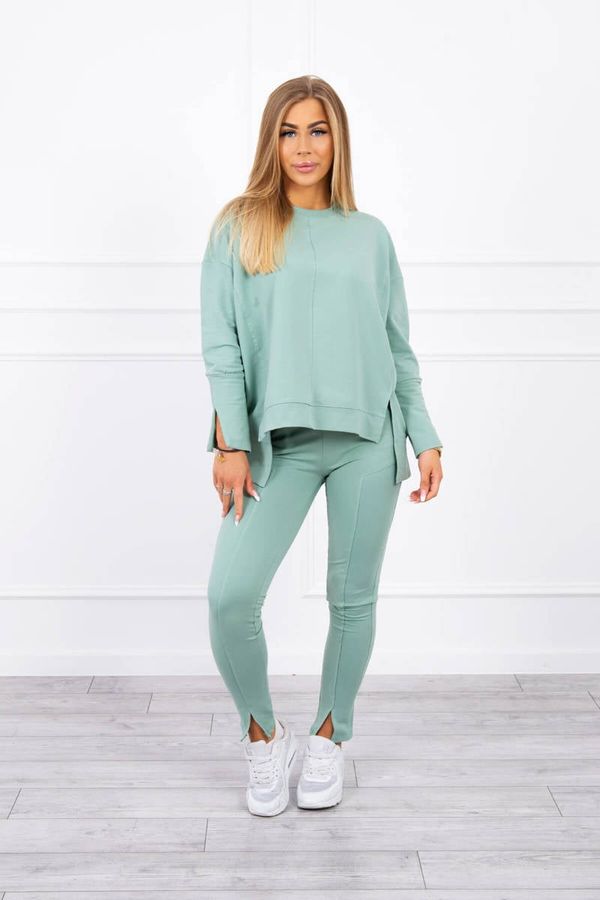 Kesi Set with oversize blouse in dark mint color