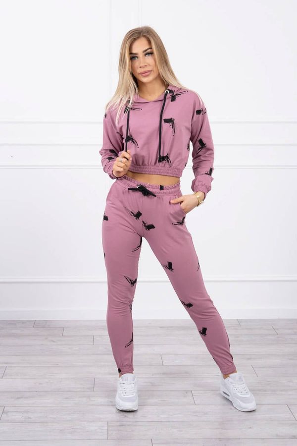 Kesi Set with printed pistols in dark pink color