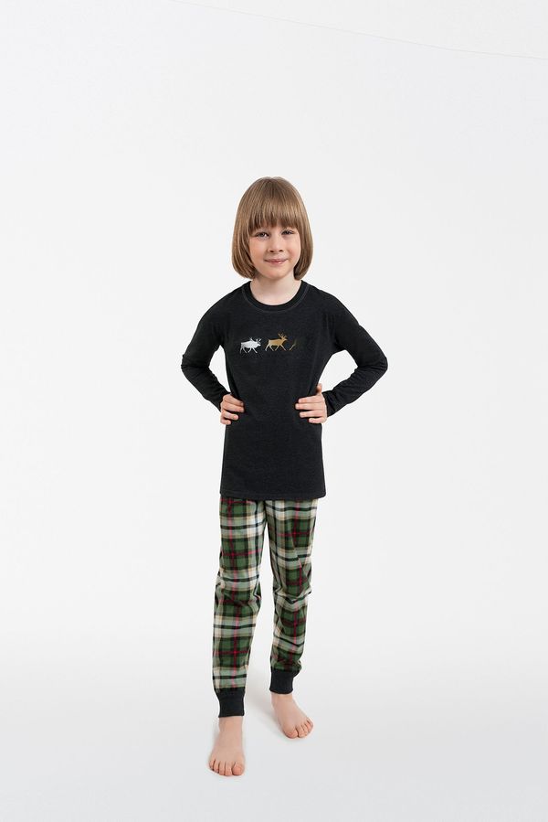 Italian Fashion Seward boys' pyjamas, long sleeves, long trousers - dark melange/print