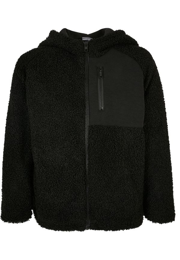 Urban Classics Sherpa Boys' Zip-Up Hooded Jacket Black