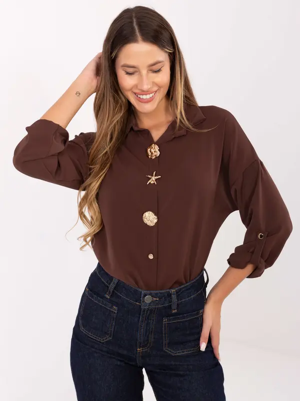 RUE PARIS Shirt-MI-KS-4192.34-dark brown