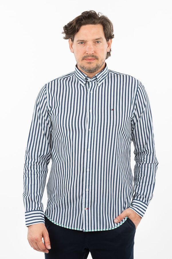 Tommy Hilfiger Shirt - TOMMY HILFIGER TWO TONE DOBBY STRIPE SHIRT dark blue-white